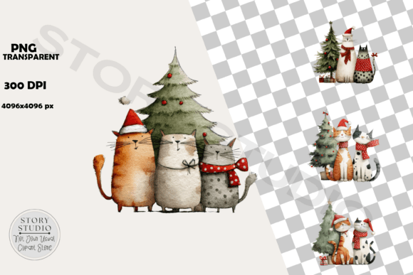 Download Cute Christmas Cats Festive Holiday Art - Premium Resources