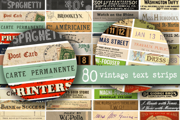 Download Vintage Words Numbers Ephemera - Words Collection