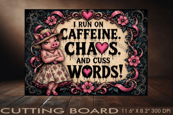 Download Caffeine Chaos Cuss Words Cutting Board - Words Collection