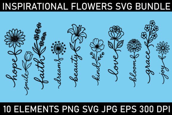 Download Inspirational Flower Words SVG Bundle - Words Collection