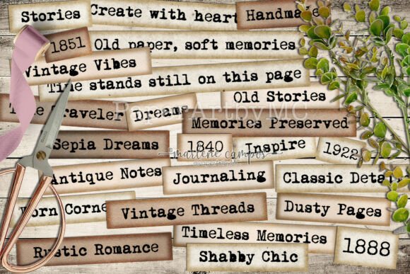 Download Vintage Journal Words &amp; Phrases - Words Collection